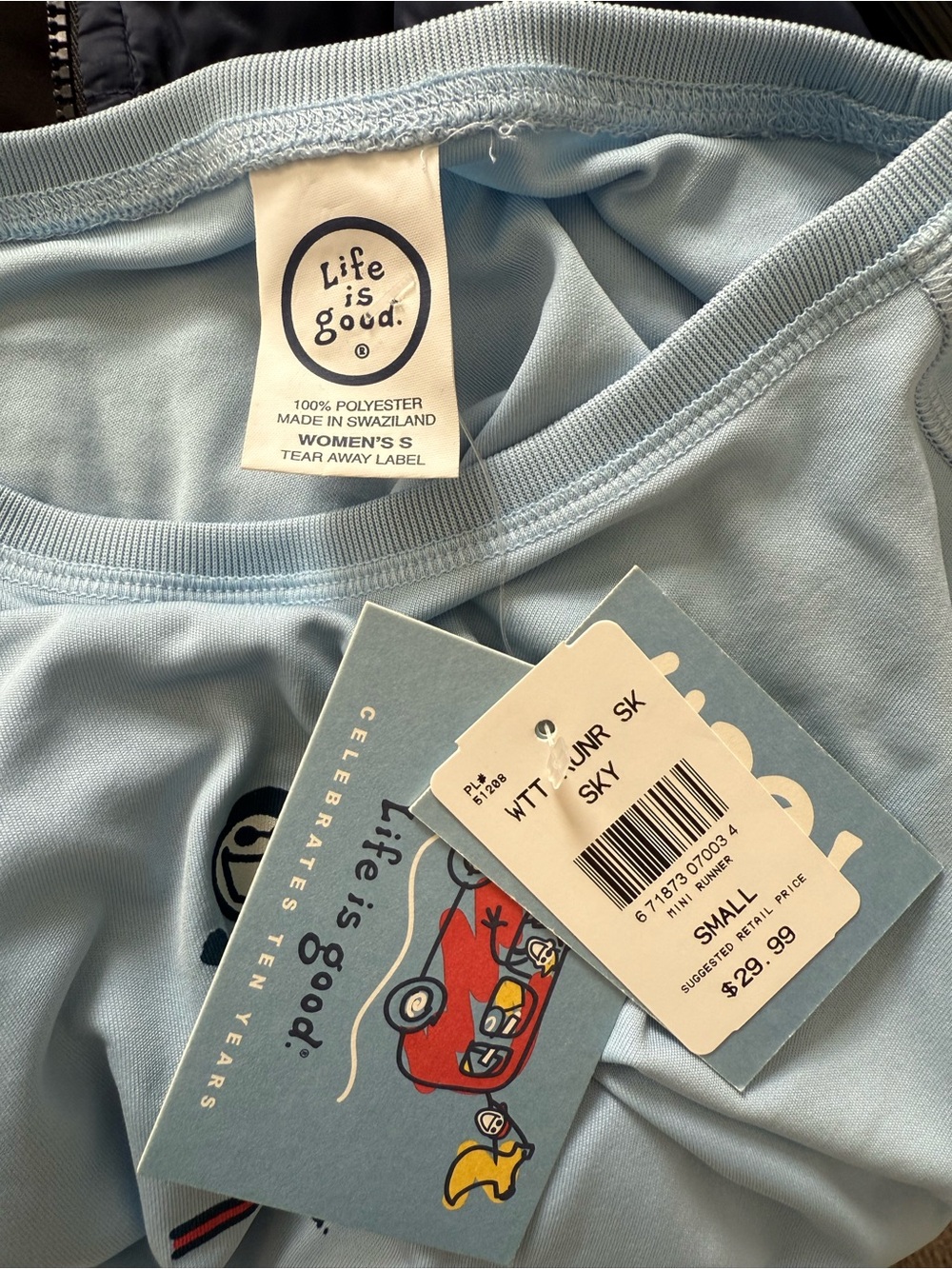 Life Is Good Light Blue Tee with Logo Tag T-shirt - Picture 9 of 12
